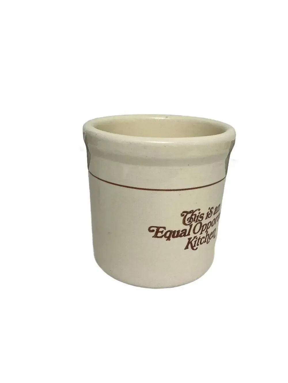 Vintage 1970s Ceramic Kitchen Crock 'This is an Equal Opportunity Kitchen'